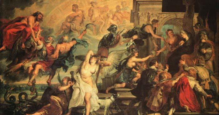 RUBENS, Pieter Pauwel The Apotheosis of Henry IV and the Proclamation of the Regency of Marie de Medicis on May Spain oil painting art